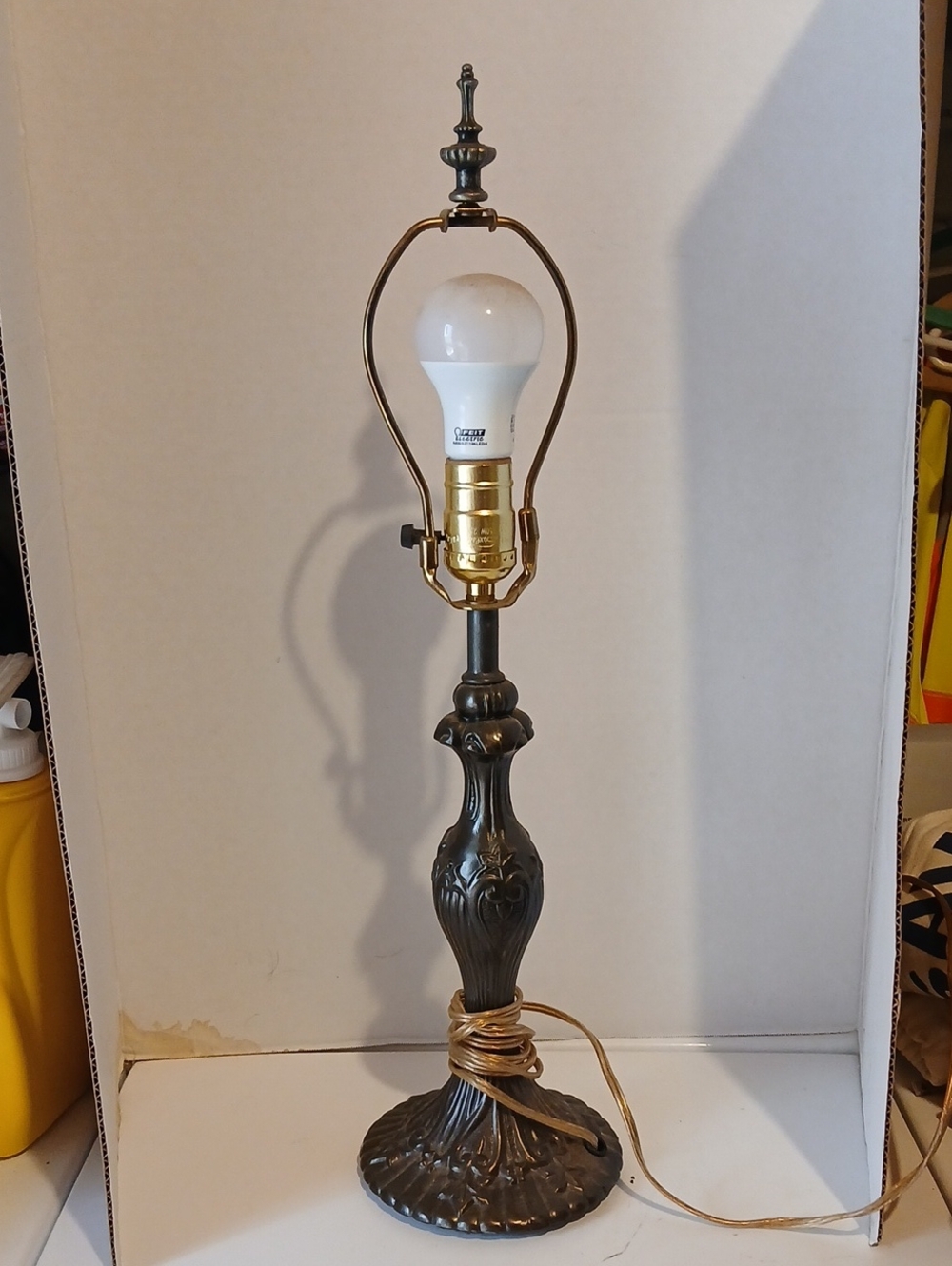 Vintage Bronze Table Lamp with Gold Socket